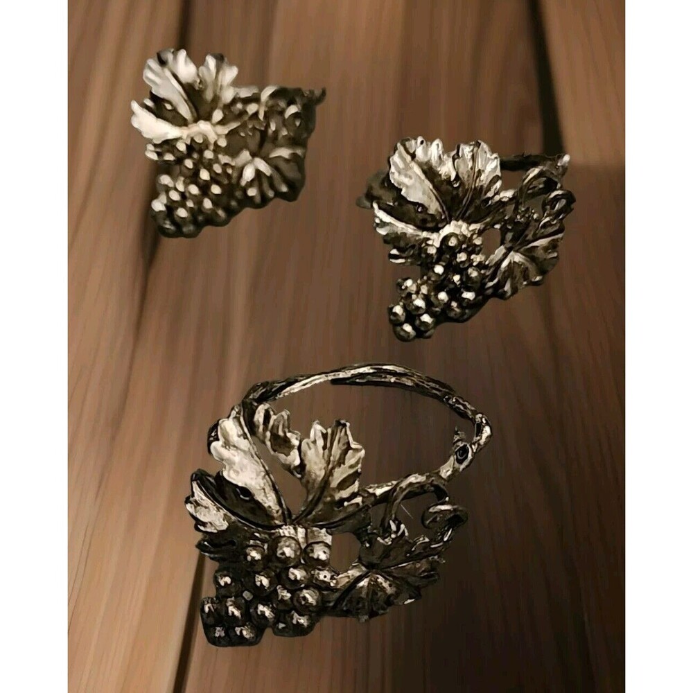 Vintage 1995 Arthur Court Silver Plated Grape Leaves Napkin Rings‎ 6 - Picture 5 of 9
